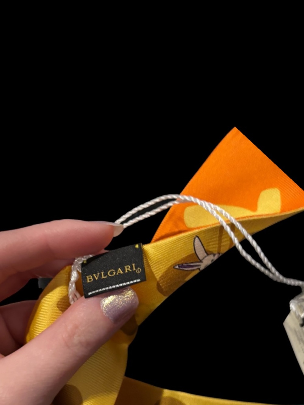 NWT BVLGARI Shelly (Twilly) - bright orange and yellow with bunnies - Picture 4 of 4